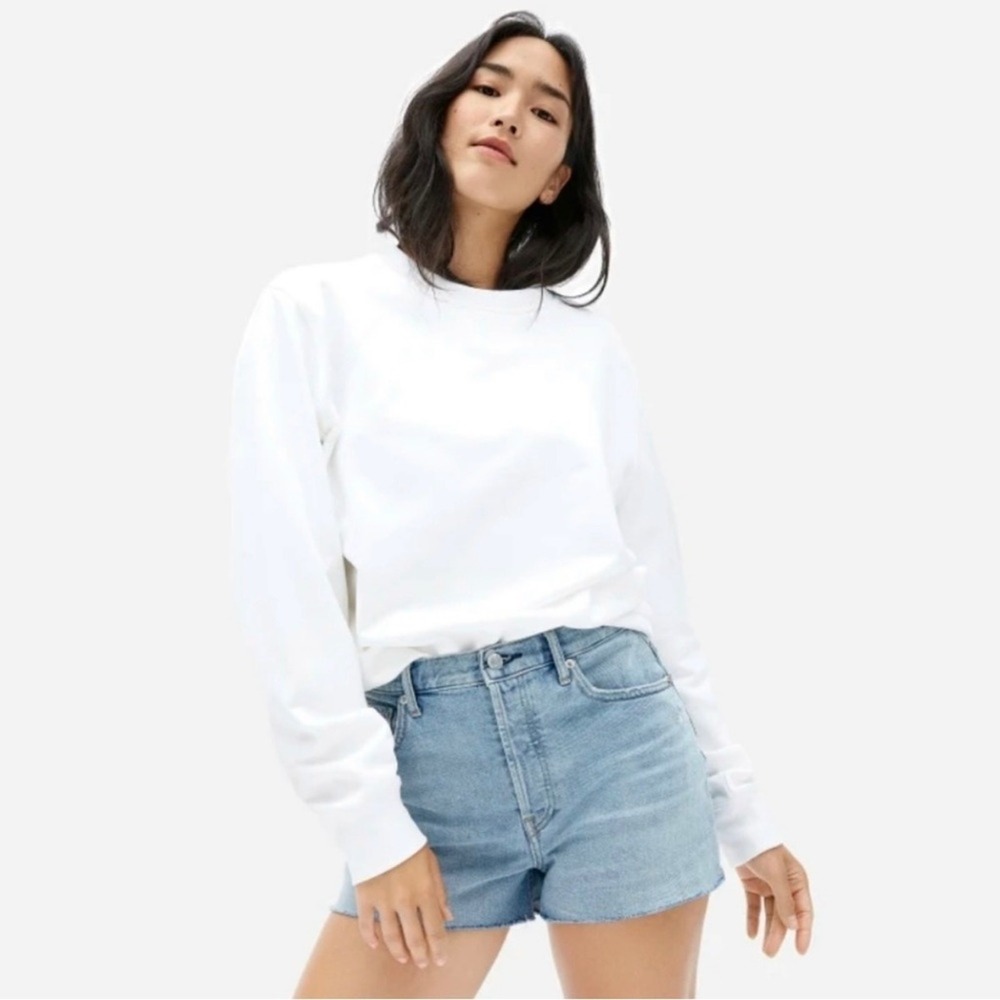 EVERLANE White Unisex French Terry Long Sleeve Crew Neck Sweatshirt‎ Size XXXS